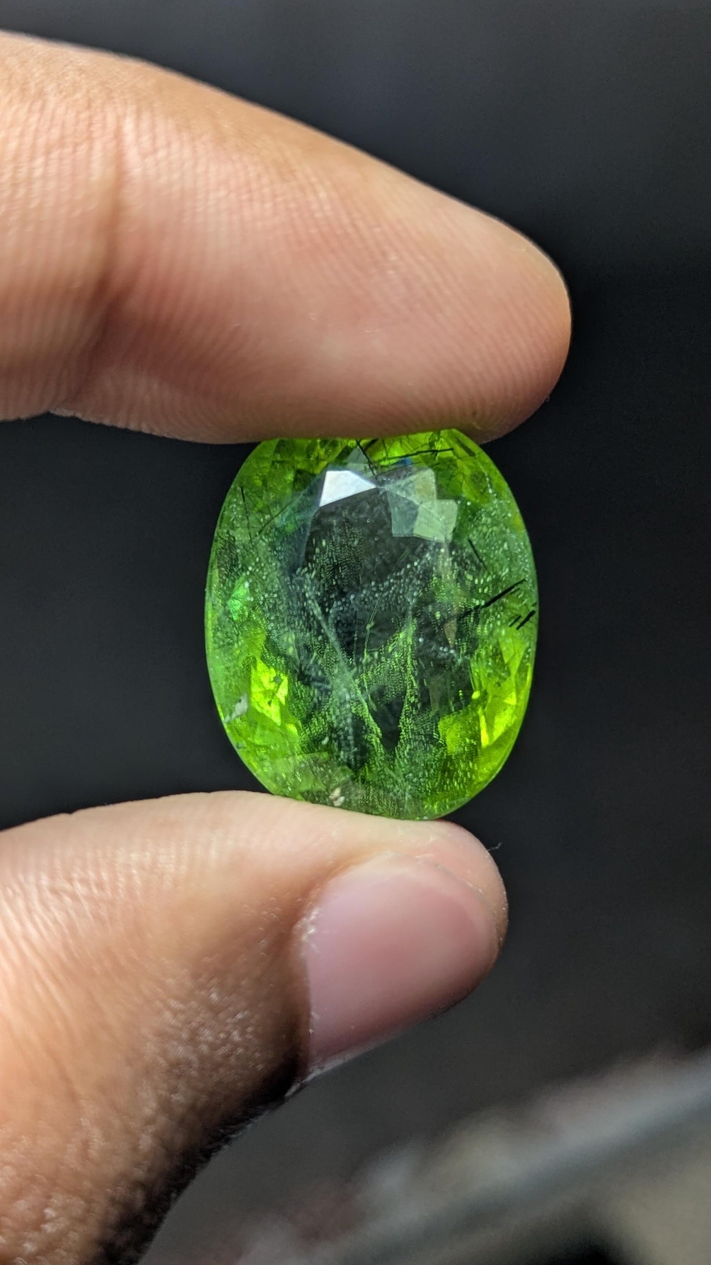 Natural 27 Carat Peridot Gemstone | Faceted Oval Loose Stone