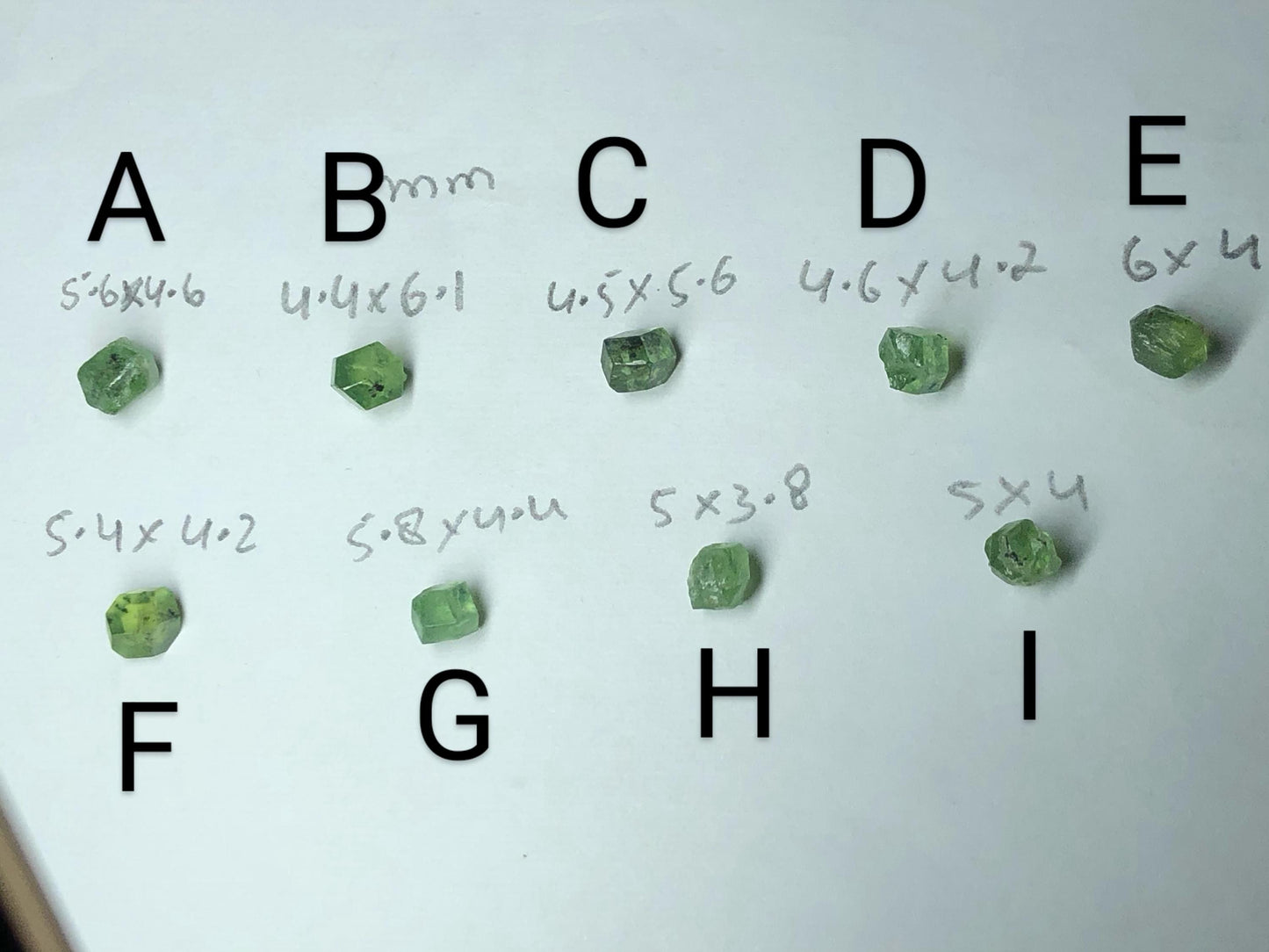 Natural Rough Demantoid Garnet Crystals Lot – 9 Pieces | Green Raw Garnet for Jewelry Making & Collectors | Untreated Hexagon Demantoid Gems