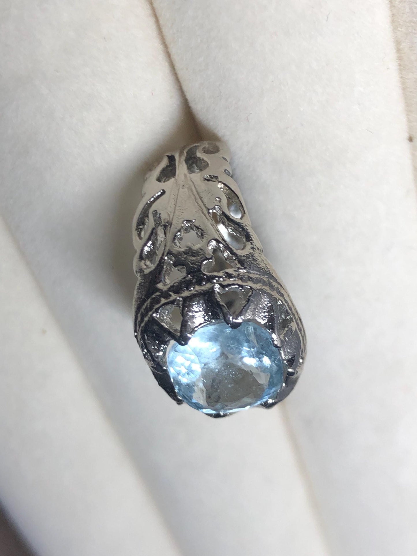 Natural Aquamarine Sterling Silver Ring | Handmade S925 Statement Ring | Size US 15