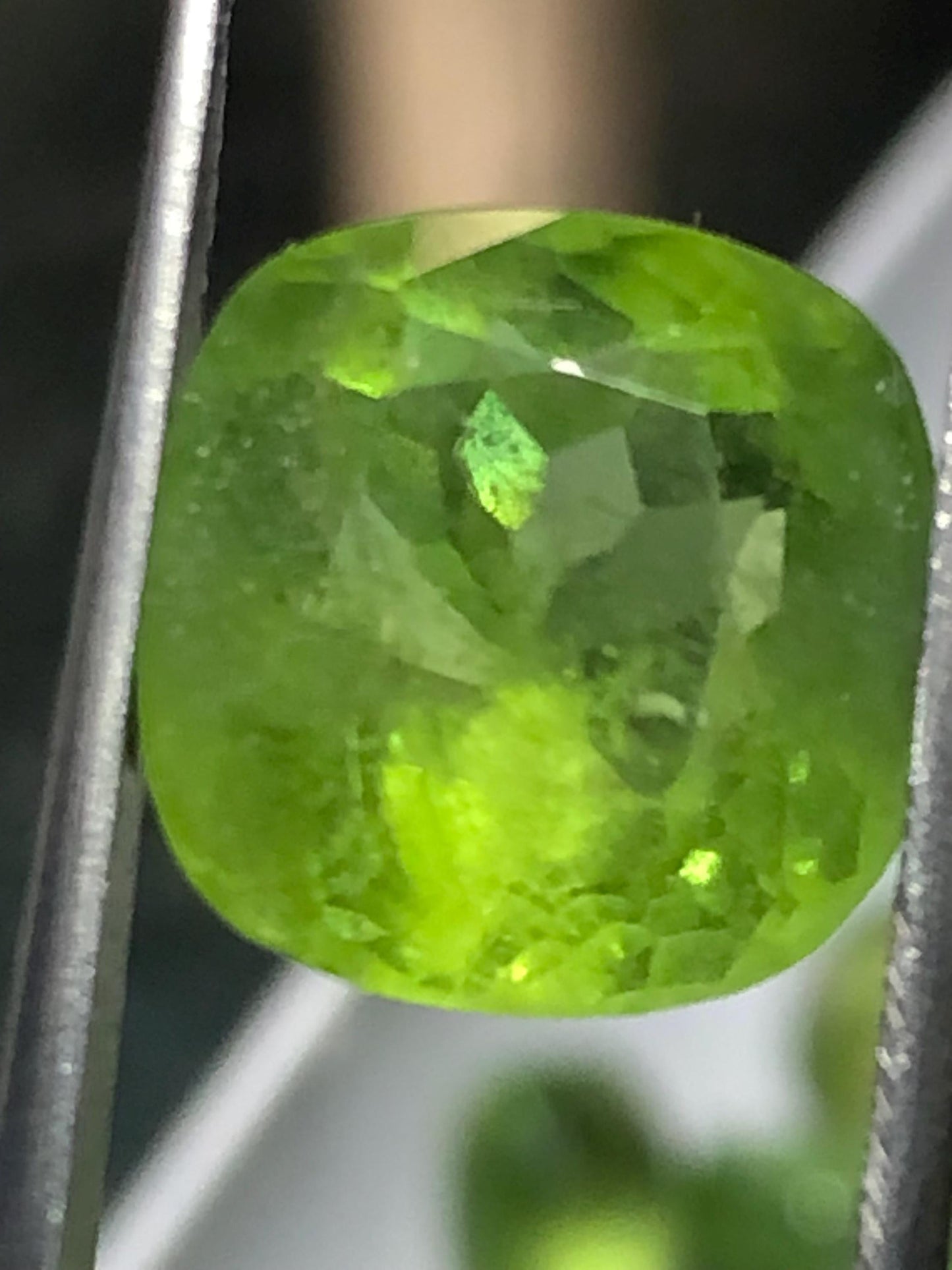 Bright Green Peridot Gemstone | 12.20 Ct Cushion Cut