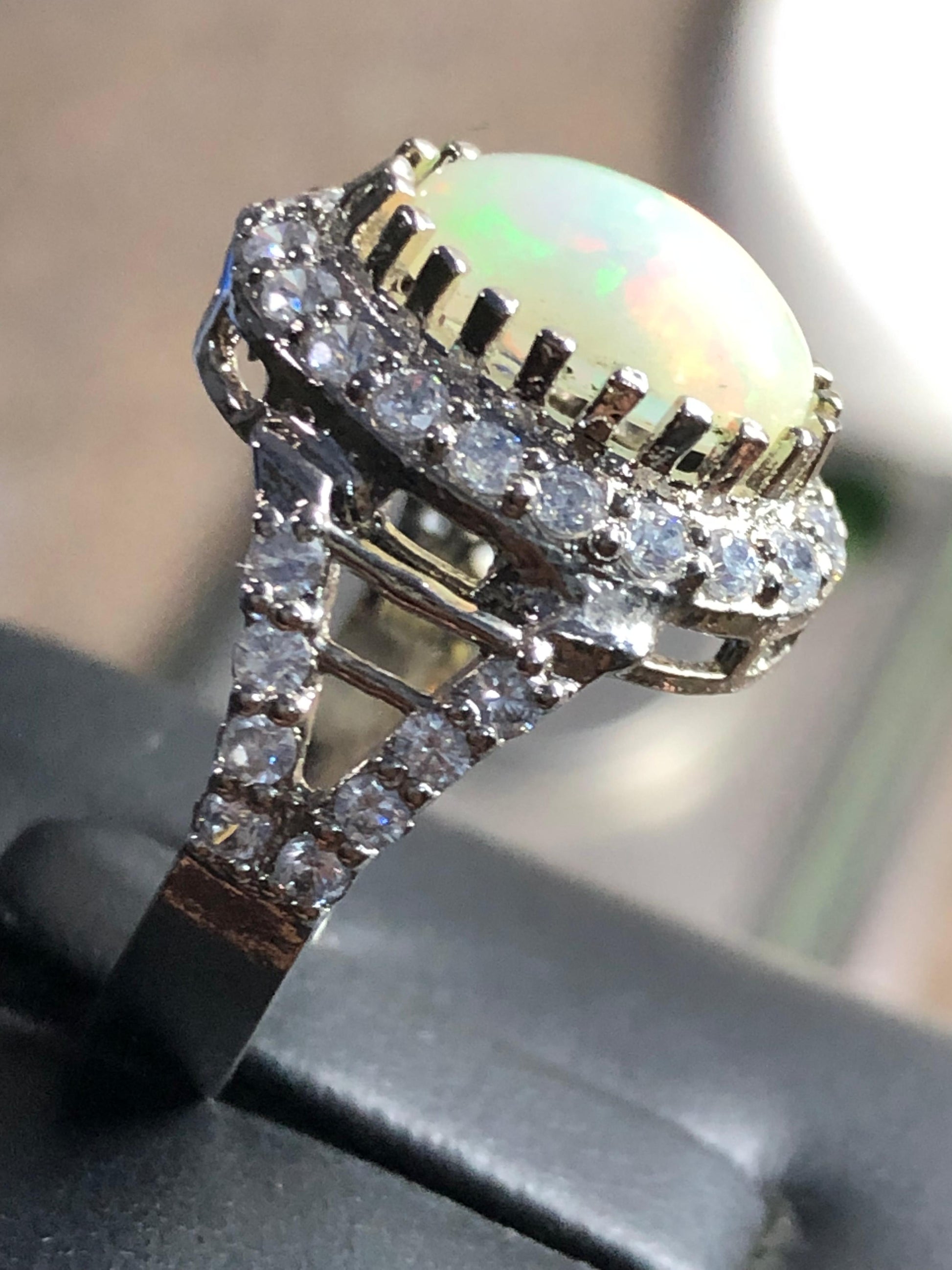 Luxury opal ring side view