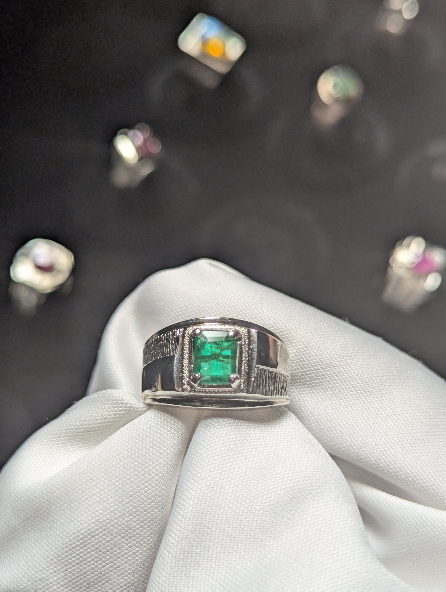 Emerald Ring Silver 925 for Men | Luxury Sterling Silver Jewelry