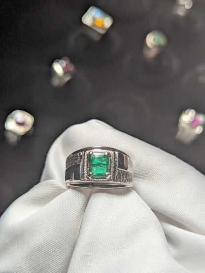 Emerald Ring Silver 925 for Men | Luxury Sterling Silver Jewelry