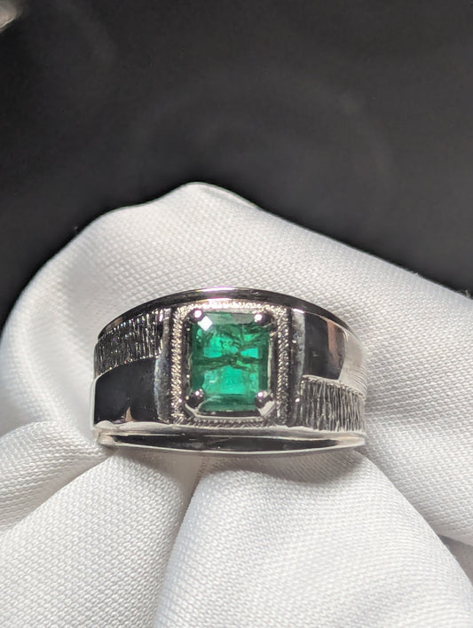Emerald Ring Silver 925 for Men | Luxury Sterling Silver Jewelry