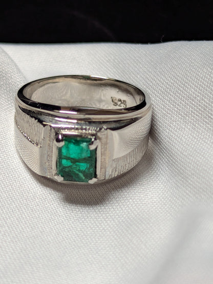 Emerald Ring Silver 925 for Men | Luxury Sterling Silver Jewelry