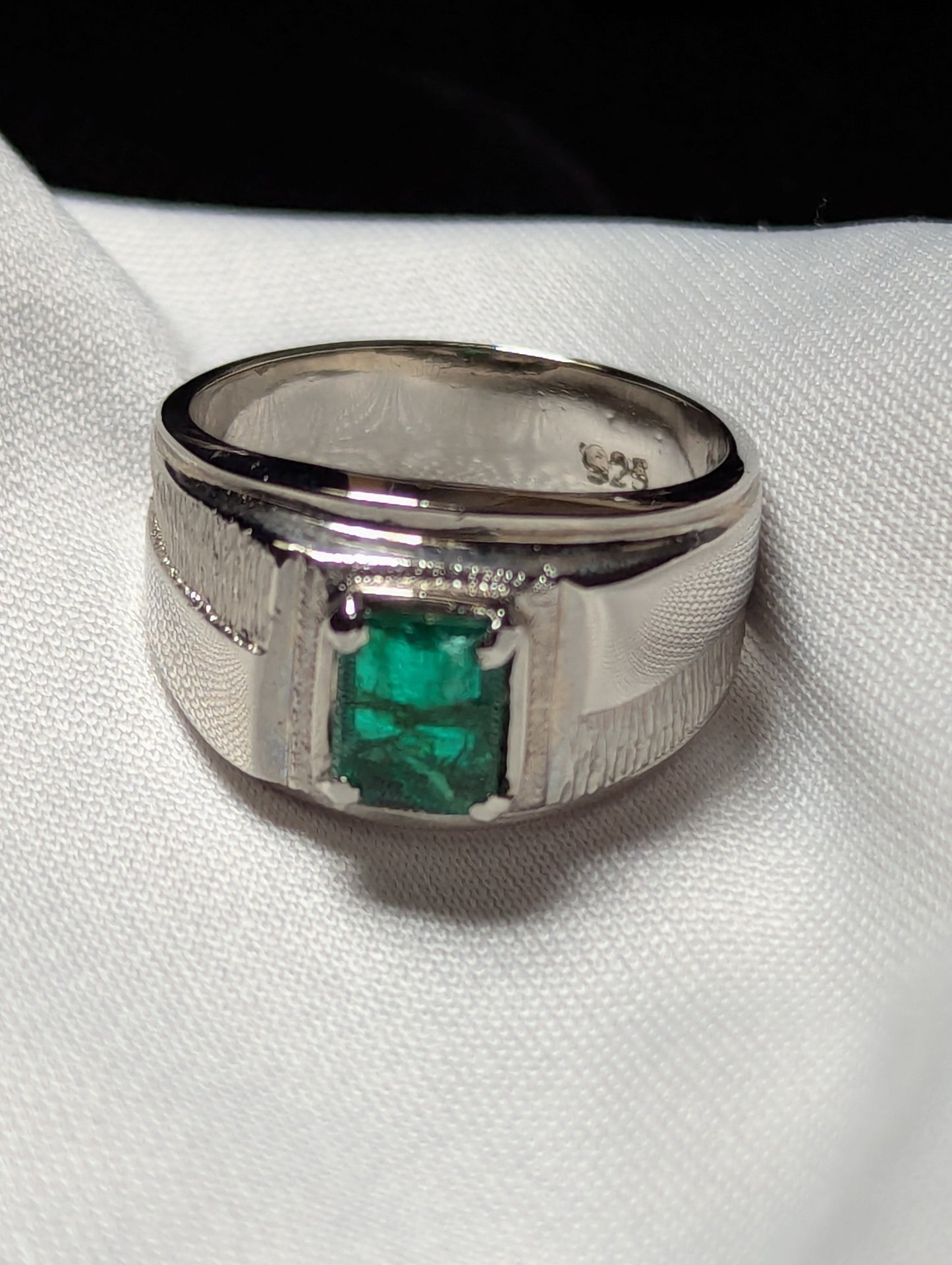 Emerald Ring Silver 925 for Men | Luxury Sterling Silver Jewelry
