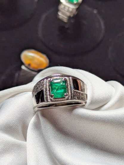 Emerald Ring Silver 925 for Men | Luxury Sterling Silver Jewelry