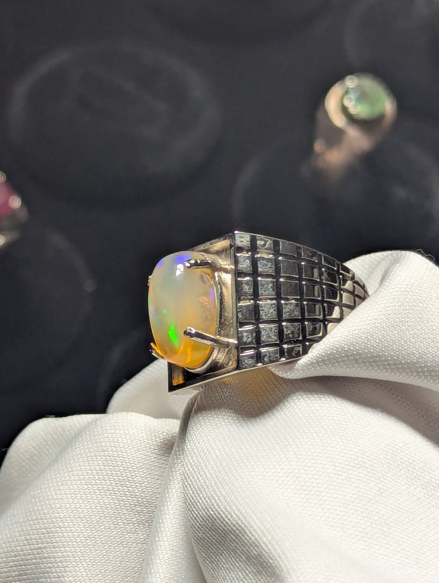 Men’s Natural Opal Ring 925 Sterling Silver | Luxury Gemstone Jewelry