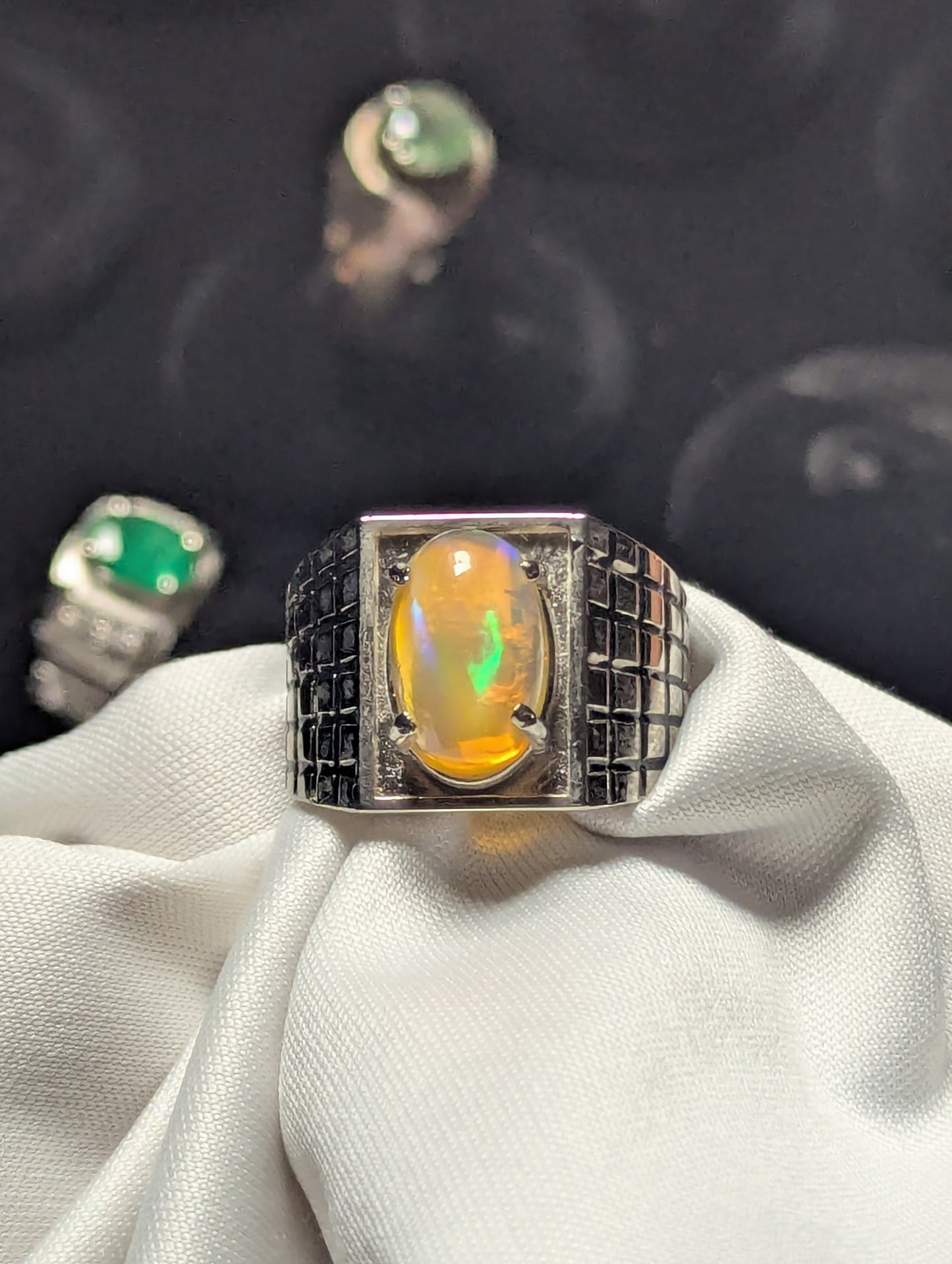 Men’s Natural Opal Ring 925 Sterling Silver | Luxury Gemstone Jewelry