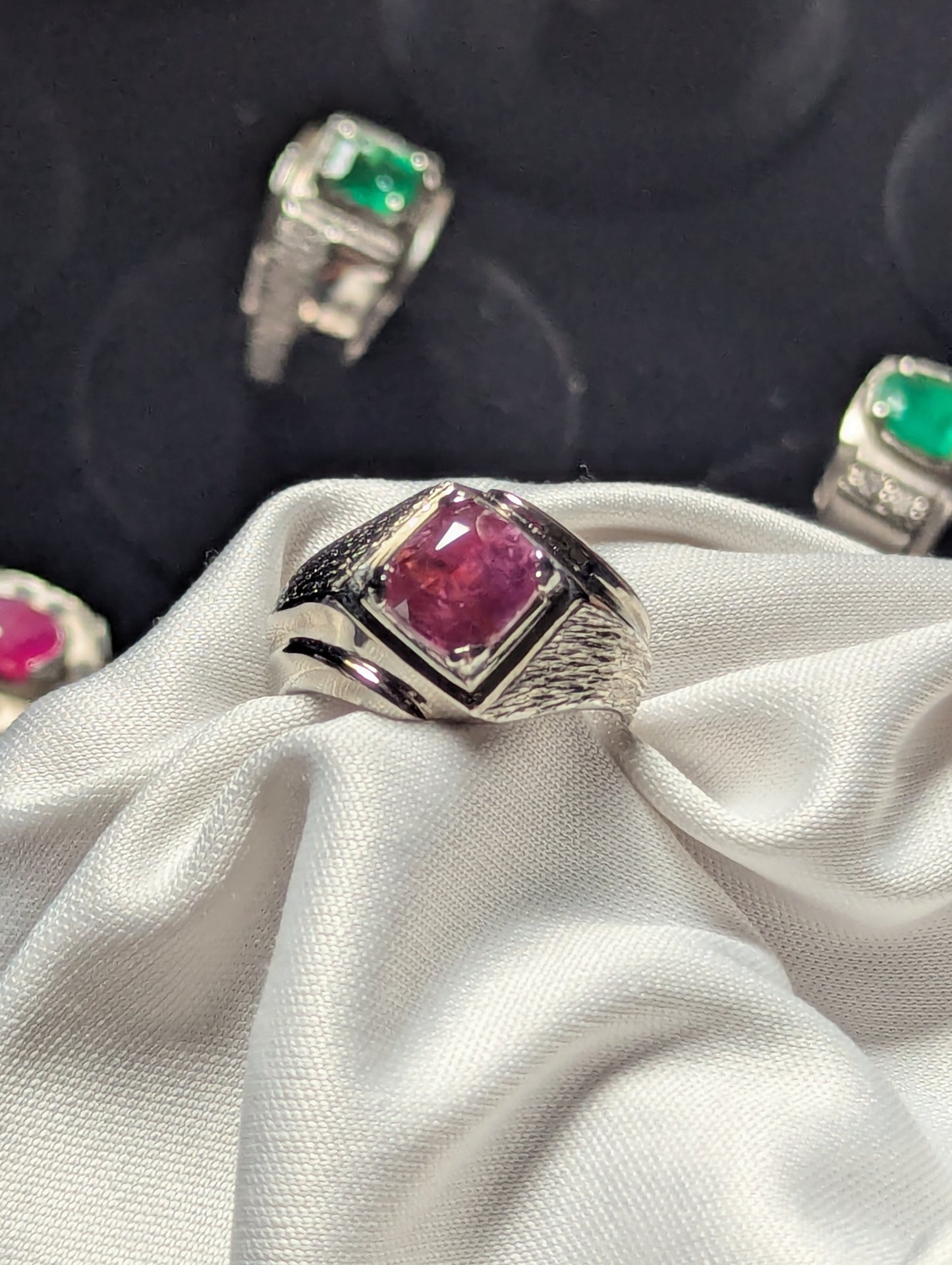 925 Sterling Silver Ruby Ring for Men | Natural Red Ruby Statement Ring