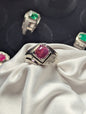 925 Sterling Silver Ruby Ring for Men | Natural Red Ruby Statement Ring