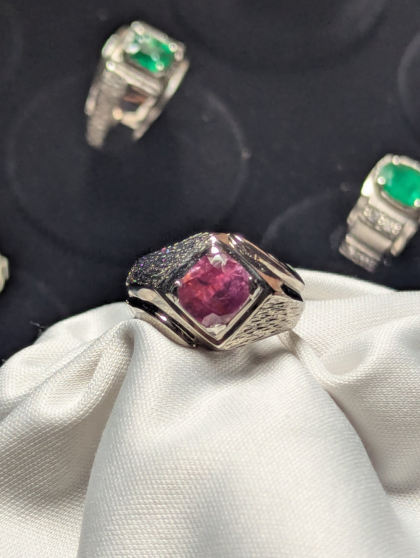 925 Sterling Silver Ruby Ring for Men | Natural Red Ruby Statement Ring