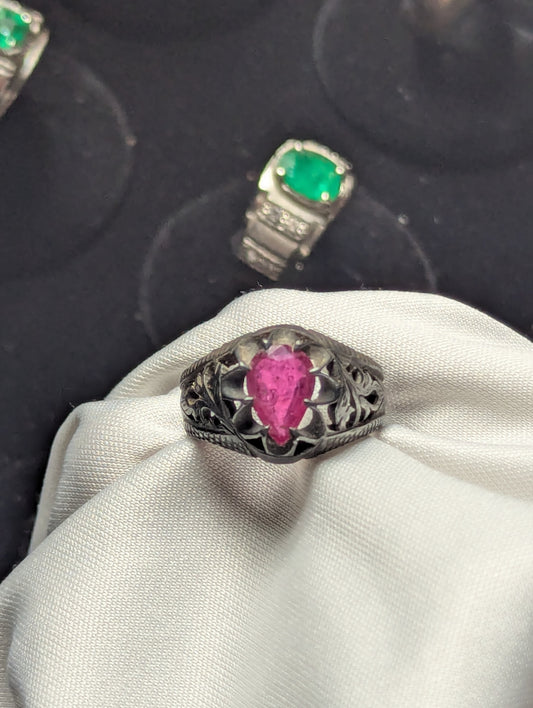 handmade natural ruby men ring