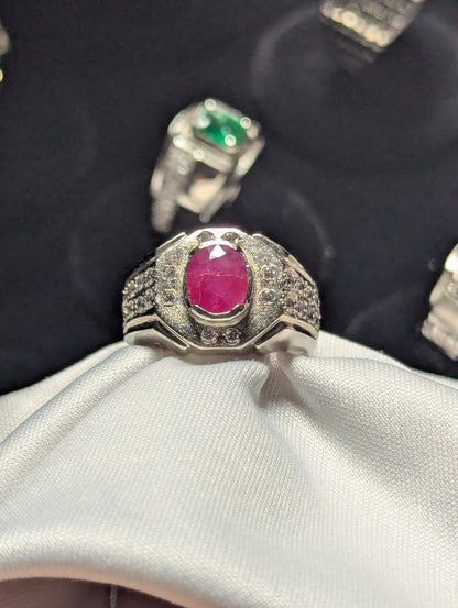 Natural Ruby Men’s Ring in 925 Sterling Silver | Handmade Gemstone Ring for Men