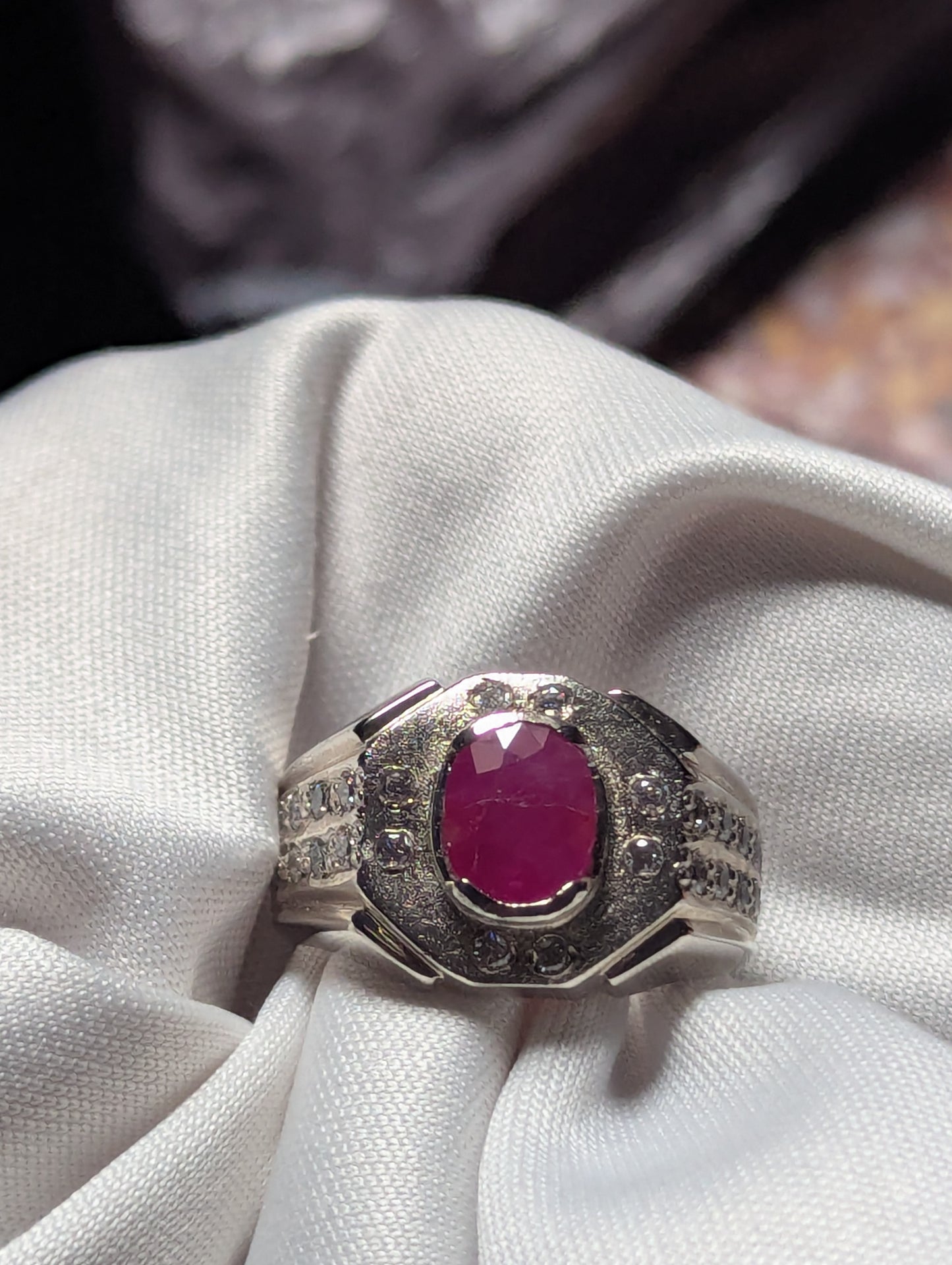 Natural Ruby Men’s Ring in 925 Sterling Silver | Handmade Gemstone Ring for Men