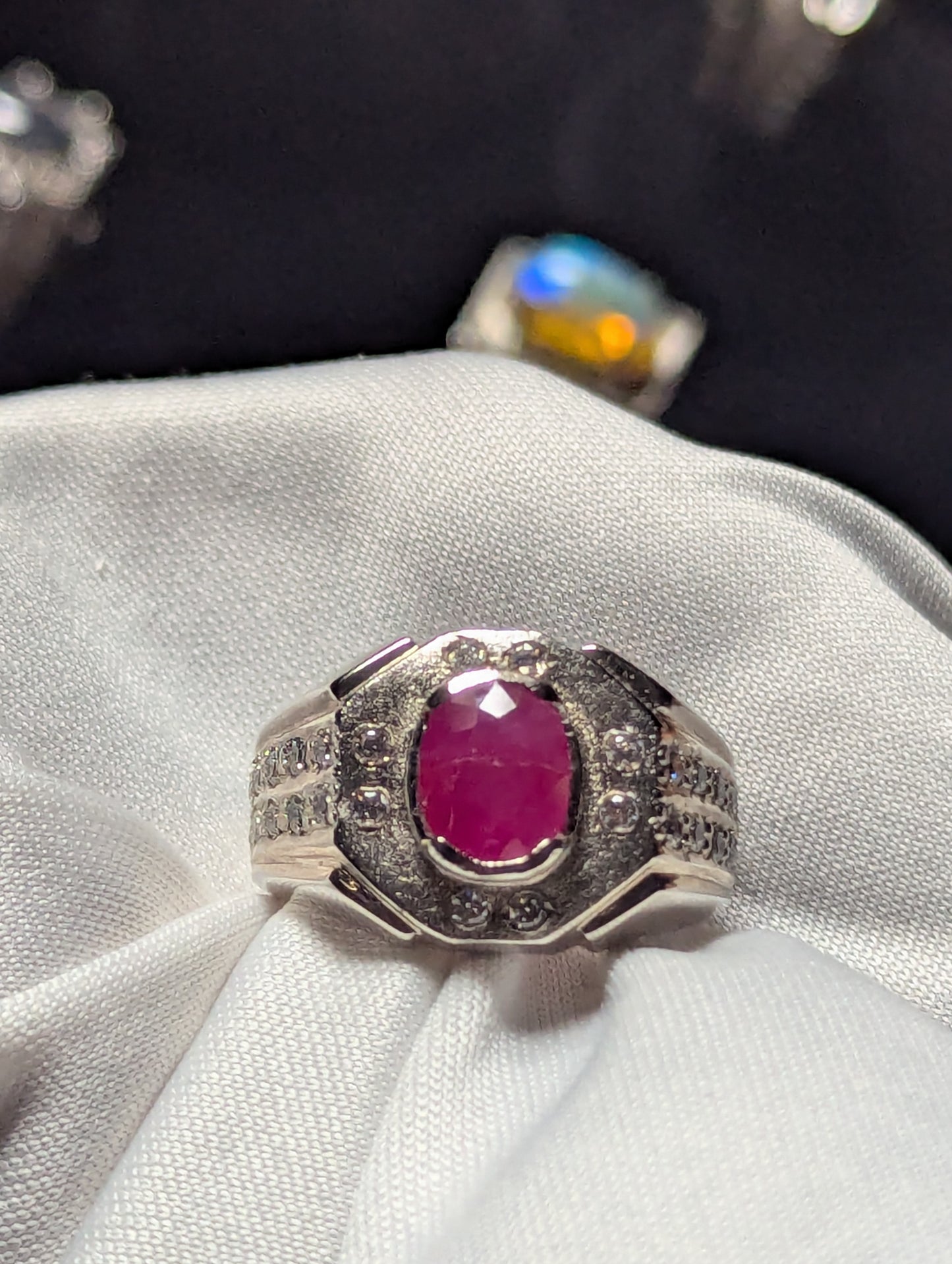 Natural Ruby Men’s Ring in 925 Sterling Silver | Handmade Gemstone Ring for Men