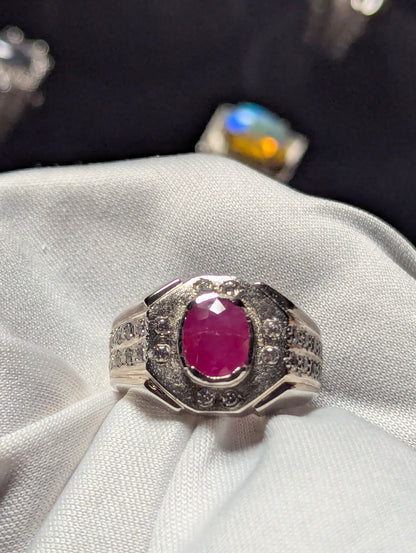 Natural Ruby Men’s Ring in 925 Sterling Silver | Handmade Gemstone Ring for Men