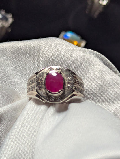 Natural Ruby Men’s Ring in 925 Sterling Silver | Handmade Gemstone Ring for Men