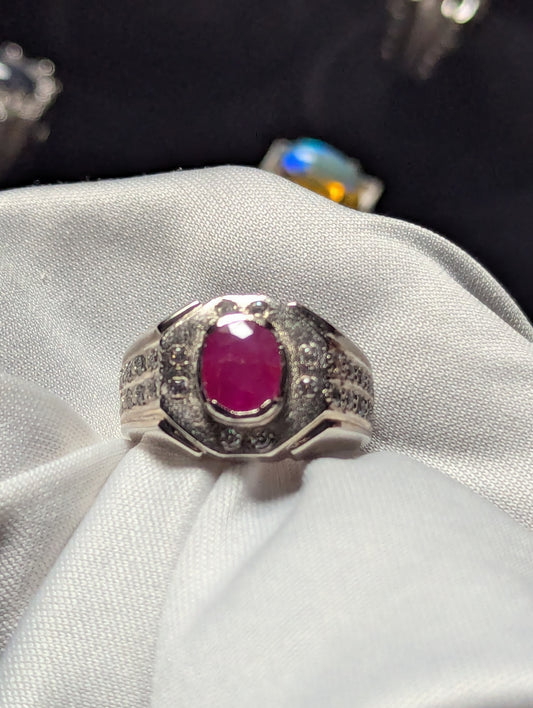 Natural Ruby Men’s Ring in 925 Sterling Silver | Handmade Gemstone Ring for Men