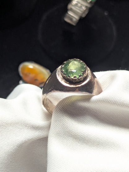 green peridot gemstone men silver ring