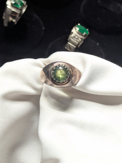 handmade peridot silver ring for men