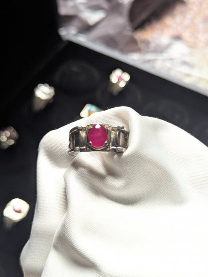red ruby silver ring for men