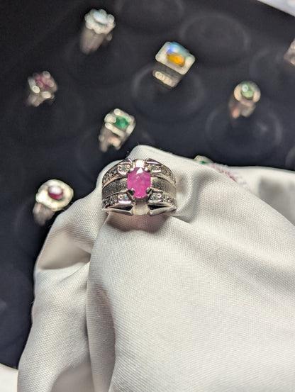 Men’s Natural Ruby Ring 925 Sterling Silver