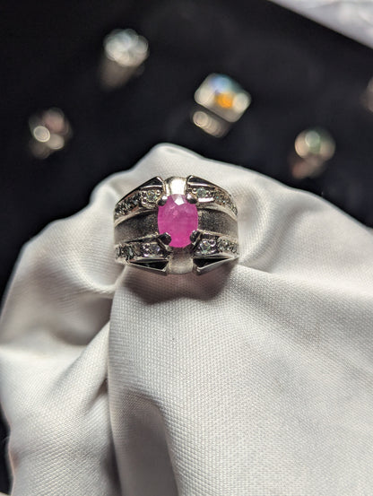 Men’s Natural Ruby Ring 925 Sterling Silver