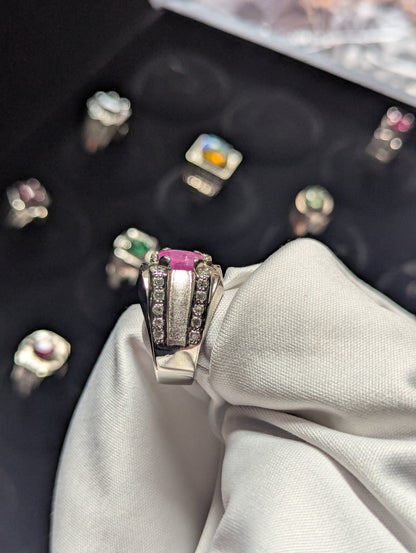 Men’s Natural Ruby Ring 925 Sterling Silver