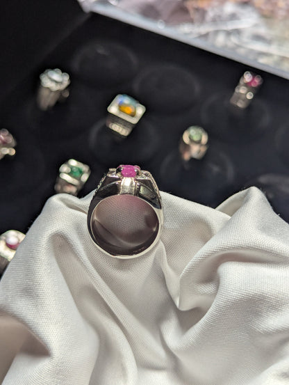 Men’s Natural Ruby Ring 925 Sterling Silver