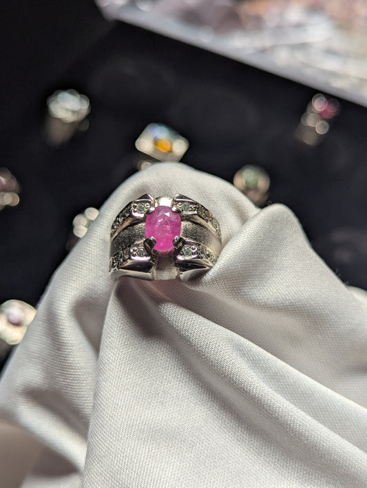 Men’s Natural Ruby Ring 925 Sterling Silver