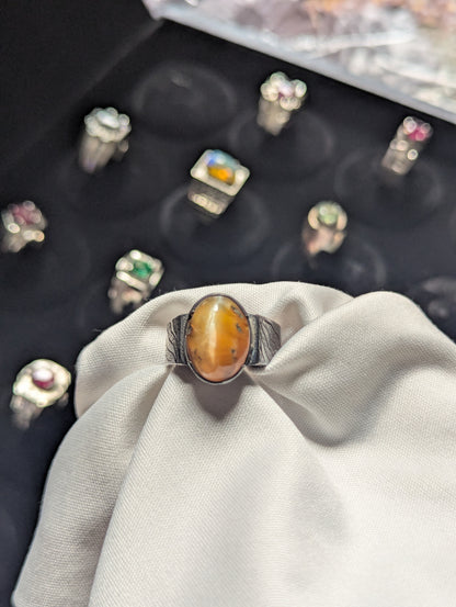 Men’s Natural Cat’s Eye Opal Ring 925 Sterling Silver