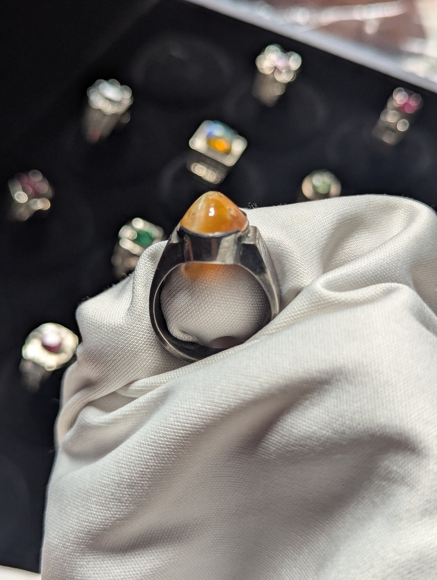 Men’s Natural Cat’s Eye Opal Ring 925 Sterling Silver
