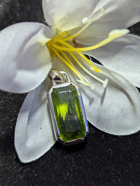 Raw Peridot Sterling Silver Necklace: August Birthstone Crystal Pendant