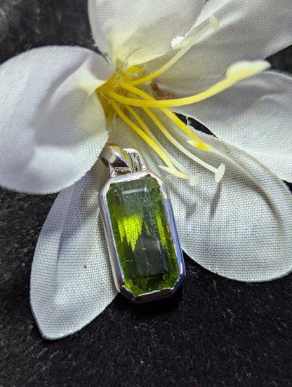 Raw Peridot Sterling Silver Necklace: August Birthstone Crystal Pendant