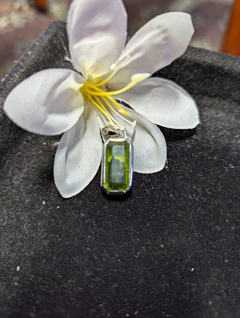 Raw Peridot Sterling Silver Necklace: August Birthstone Crystal Pendant