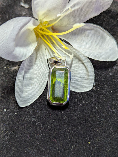 Raw Peridot Sterling Silver Necklace: August Birthstone Crystal Pendant