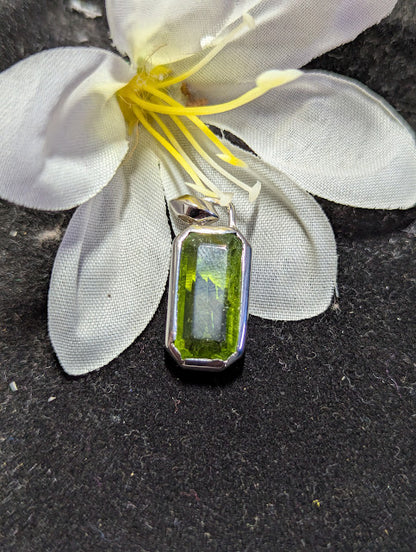 Raw Peridot Sterling Silver Necklace: August Birthstone Crystal Pendant