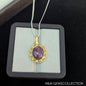 Ruby Cabochon Pendant: Gold Plated Sterling Silver, Vintage Style