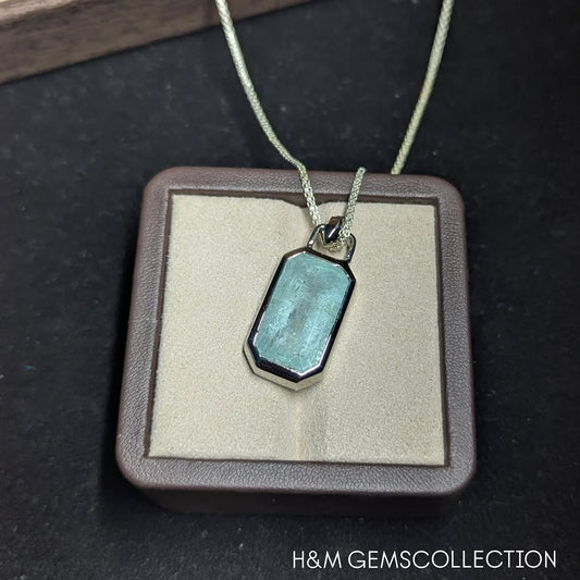Raw Aquamarine Sterling Silver Necklace: March Birthstone Crystal Pendant