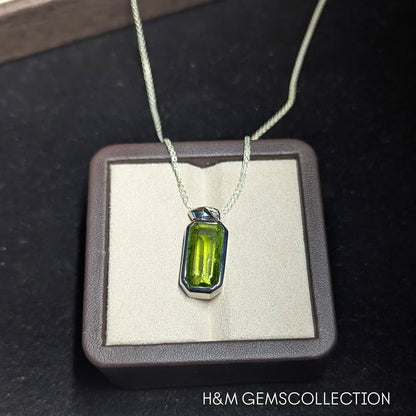 Raw Peridot Sterling Silver Necklace: August Birthstone Crystal Pendant