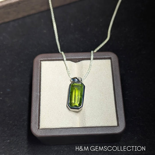 Raw Peridot Sterling Silver Necklace: August Birthstone Crystal Pendant