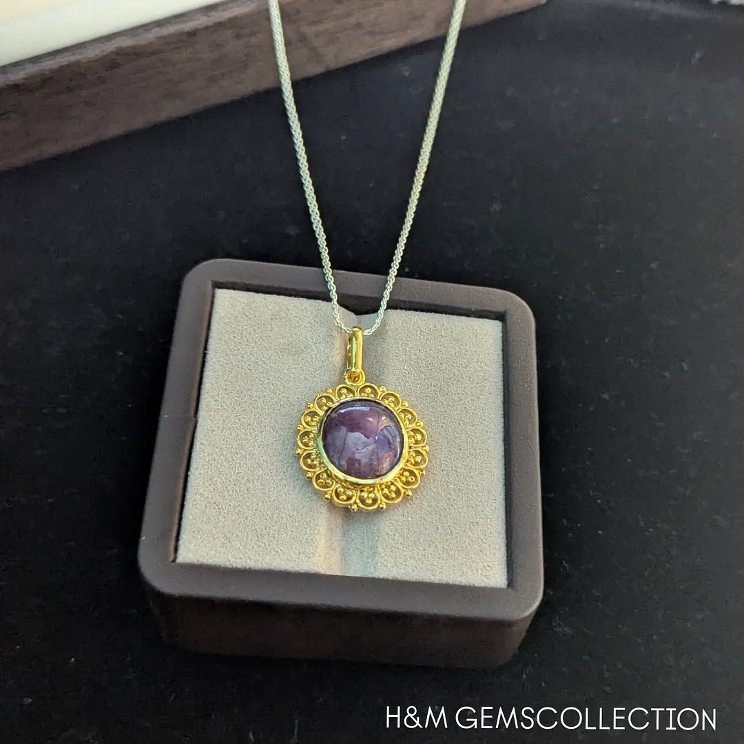 Ruby Cabochon Pendant | 18K Gold‑Plated Sterling Silver