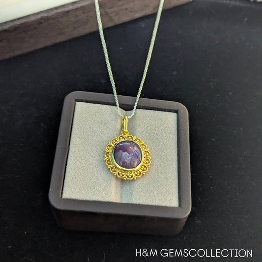 Ruby Cabochon Pendant | 18K Gold‑Plated Sterling Silver
