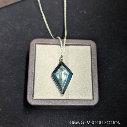 Geometric Aquamarine Pendant: Sterling Silver Necklace, March Birthstone