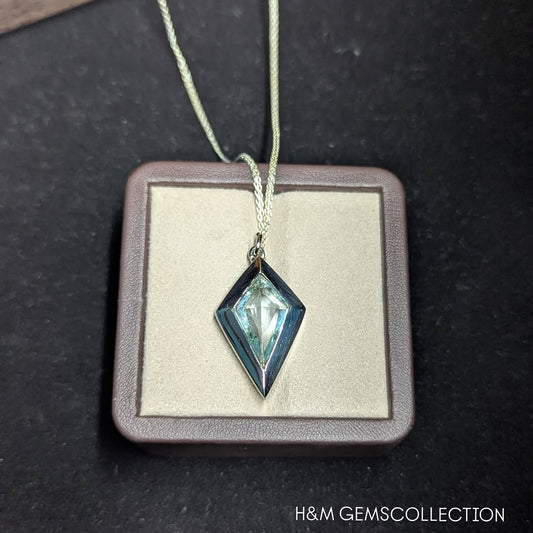 Geometric Aquamarine Pendant: Sterling Silver Necklace, March Birthstone