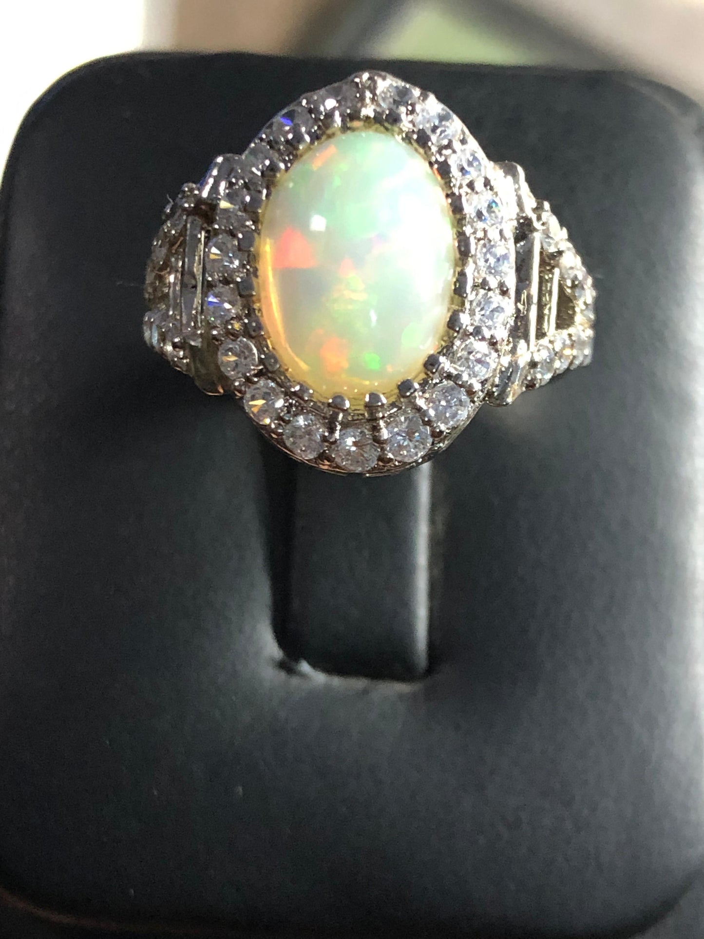 White opal engagement ring design