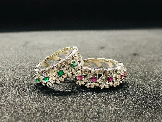 Ruby Emerald Eternity Band Ring: Sterling Silver Wedding Jewelry