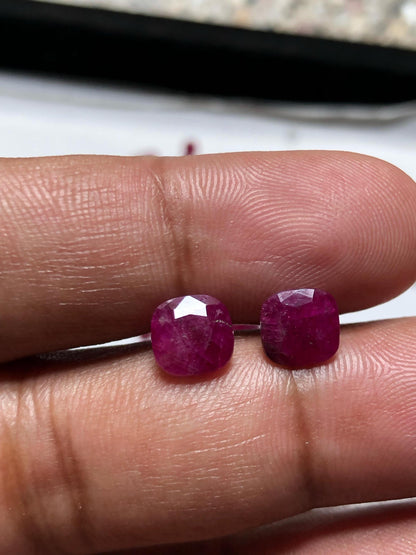 3.705 Carats two Mozambique Ruby, Genuine Deep Red Ruby for Engagement Rings or Fine Jewelry