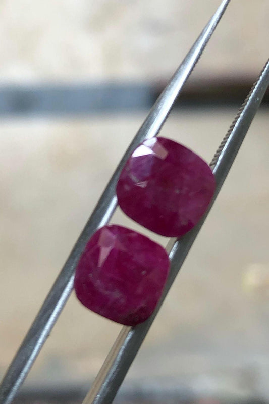 3.705 Carats two Mozambique Ruby, Genuine Deep Red Ruby for Engagement Rings or Fine Jewelry